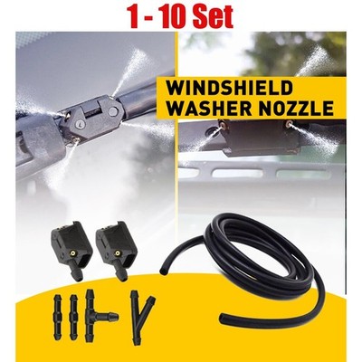 Windshield Squirter Wiper Nozzle Spray 2M Pump Hose 1-10Set Universal Connectors