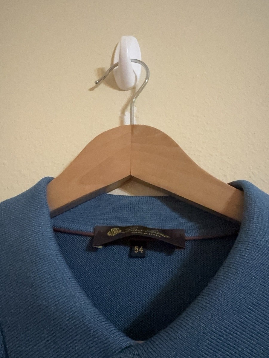 Loro Piana Silk Polo Shirt Long Sleeve Blue 54 | eBay
