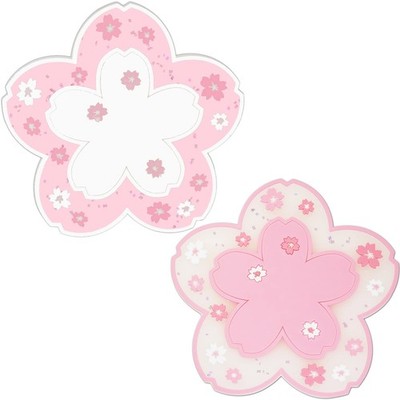 LRMYS Weich PVC Sakura Blumenform Untersetzer Set, 11,5 cm Rutschfest Kawaii Rosa 