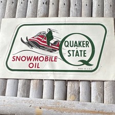 Quaker State Snowmobile Oil Sticker Gas & Oil Theme White Green Red Black