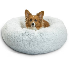 Best Friends by Sheri Dog Cat Pet Calming Shag Vegan Fur Donut Cuddler Bed