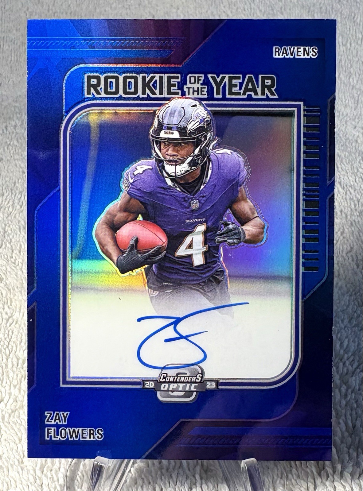 ZAY FLOWERS 2023 Contenders Optic Rookie of the Year Auto #ROY-ZF Blue /45 🔥