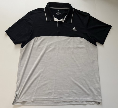 Adidas Golf Men’s XL Polo Shirt Black Gray Colorblock Short Sleeve Performance
