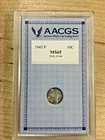 1945-P Mercury Dime 10C AACGS MS65 Toned Silver Coin Slabbed BU