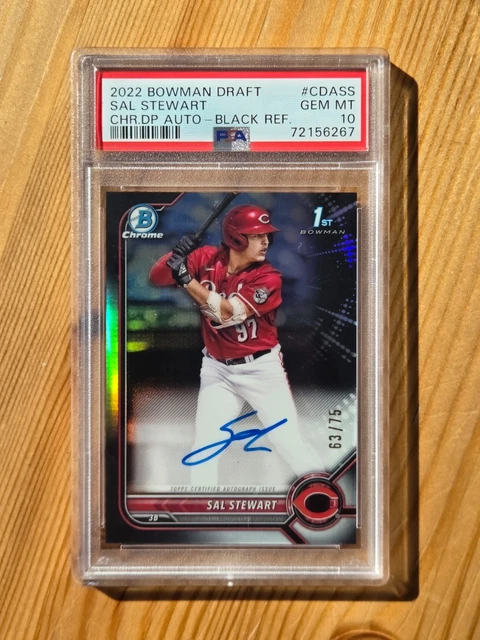 2022 Bowman Draft Chrome Auto Black Refractor Sal Stewart 63/75 PSA 10 AUTO
