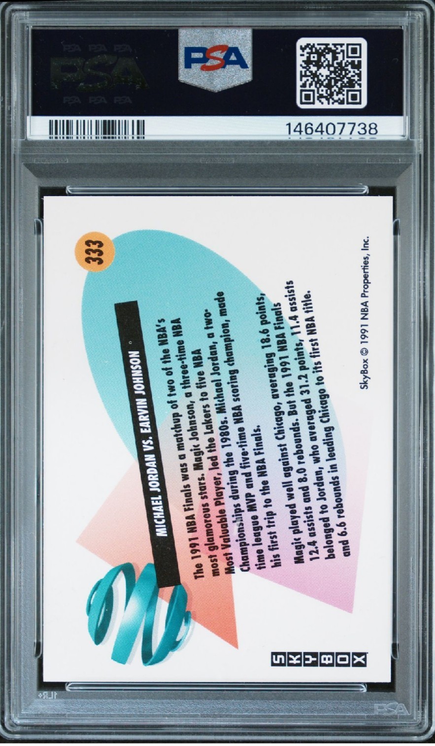 Michael Jordan Vs Magic Johnson Authentic Auto! PSA view 2