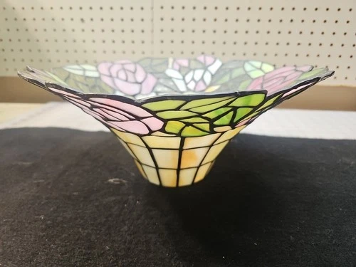 Vintage Tiffany Style Floral Rose Lamp Shade 12.5"  inch Rare Beautiful Piece!