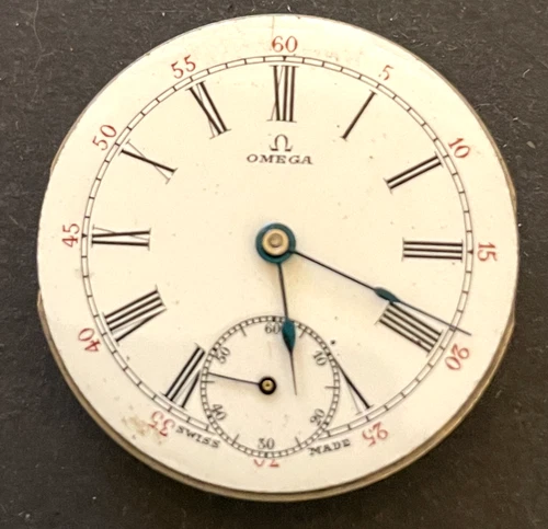Antique Omega 0s Pocket Watch Movement Running Ticks 7j Swiss
