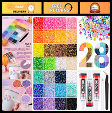 36,000 Pcs Multicolor Resin Rhinestones & Tweezers, 3mm Crystal Gems + B7000 Glu
