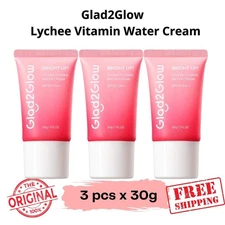 3x Glad2Glow Lychee Vitamin Water Cream 30g–Brightening Moisturiser & Protection