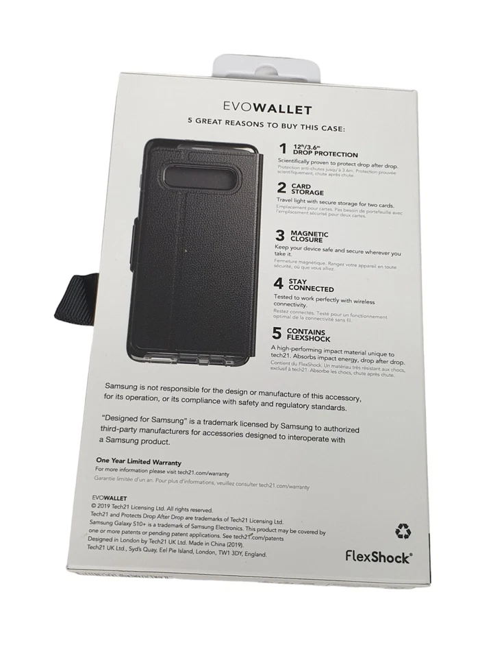 Tech21 Evo Wallet for Samsung Galaxy S10 Plus S10+ Case Cover Magnetic - Black - Image 2 of 4