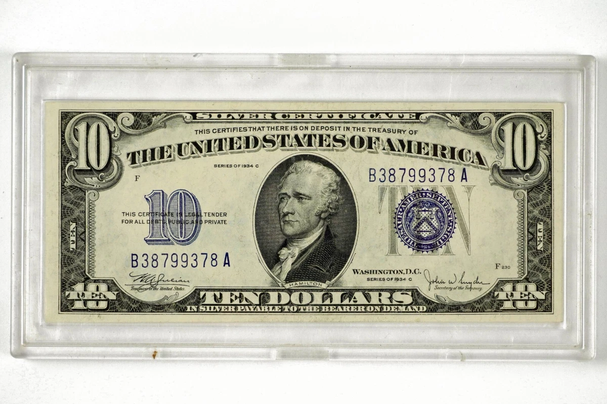1934 C $10 Ten Dollar Silver Certificate Blue Seal Note (78A