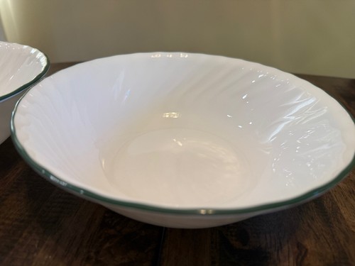 Set 2 ciotole da portata vintage Corelle Swirl 8,5", bordo verde, made in USA - Foto 3 di 4