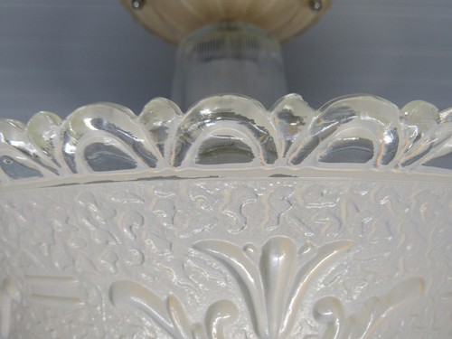 Vintage Art Deco Glass Ceiling Light Peachy Pink Rewired UL Semi Flush Mount 11" - Picture 12 of 12