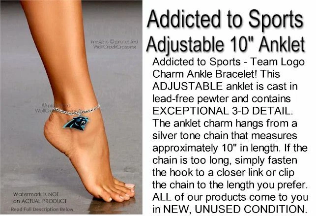 PULSERA TOBILLERA CAROLINA PANTHERS Cadena de Acero Inoxidable 10-12" NFL Fútbol LO ÚLTIMO' Foto 3 de 4