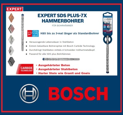 BOSCH EXPERT SDS PLUS-7X HAMMERBOHRER Ø 4mm-30mm - 4 Schneiden Vollhartmetalkopf