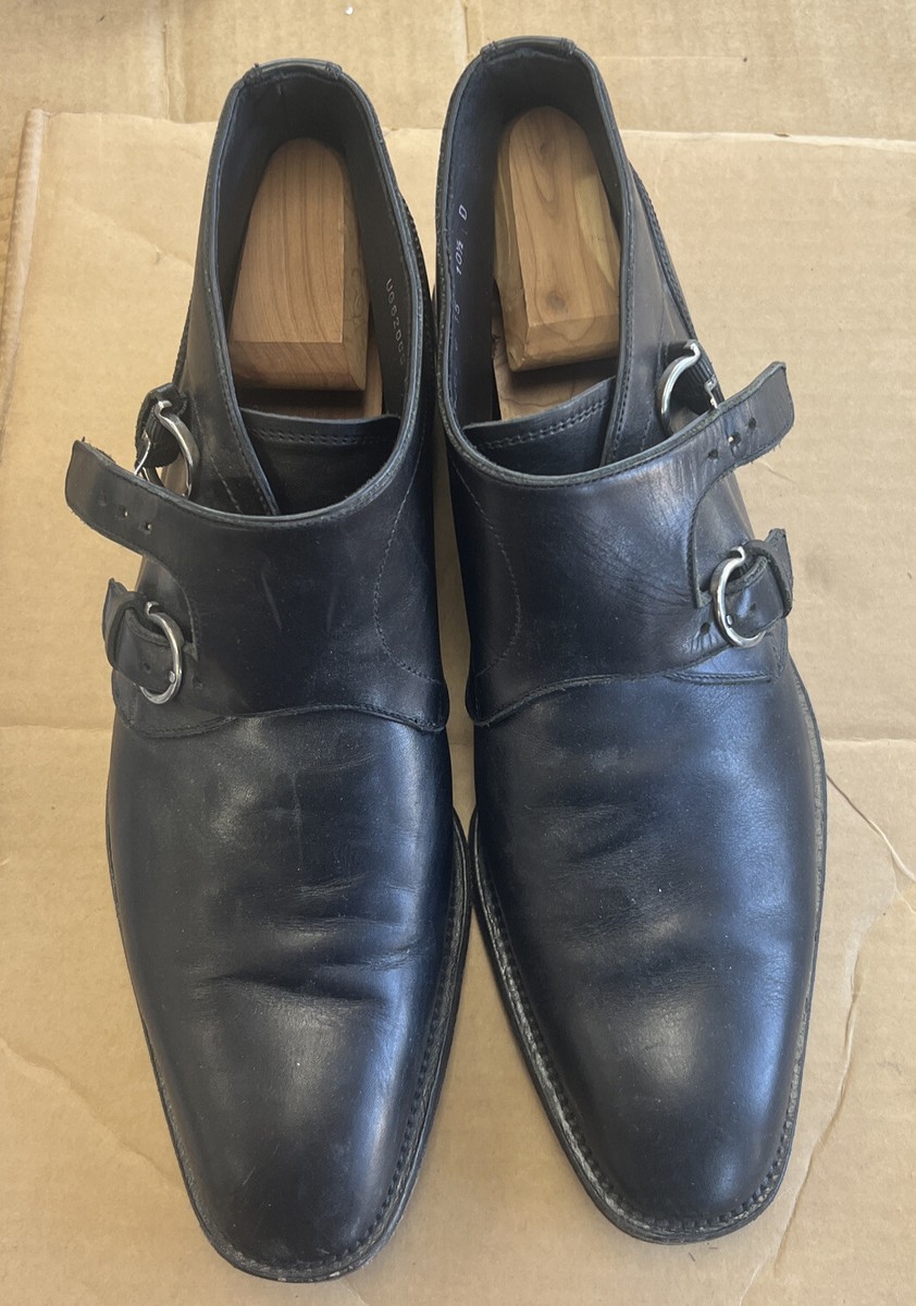 Salvatore Ferragamo Men's Lavorazione Black Leather Buckle Shoes Sz D