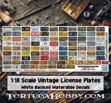 Vintage License Plates - 1:24 & 1:18 Scale - Waterslide Decals