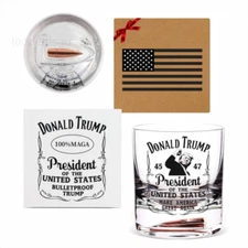 Donald Trump Whiskey Glasses-Inlay A Bullet 100% medium-sized, Black