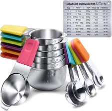 Measuring Cups,  Magnetic Measuring Cups and Spoons Set of 13 in 18/8 Stainless