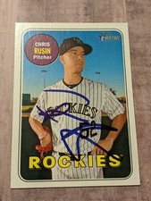 Chris Rusin Signed 2018 Topps Heritage Card #237 COA Colorado Rockies Cubs