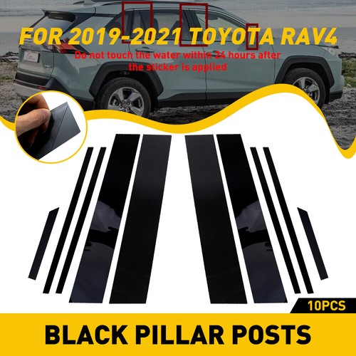 10Pcs/Set Black Glossy Pillar Posts For TOYOTA RAV4 2019-2021 Door Trim US Fast - Picture 12 of 12