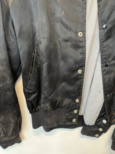 Vintage Rare 1980s MTV Music Video Television Satin Bomber Jacket Large Damage - Picture 10 of 11