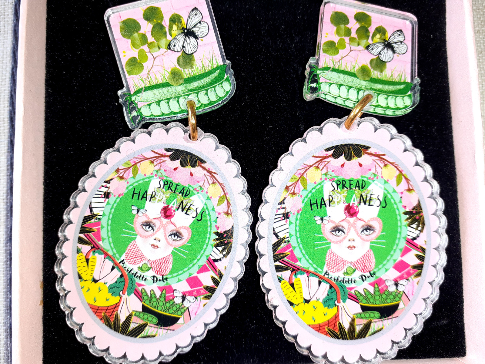 Boucles d'oreilles lapin rose vintage bijoux originaux kitsch pour femme