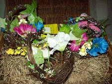 NEW SET 3 SMALL FLORAL TWIG BASKETS EASTER SPRING TABLE DECORATIONS 5"