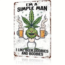 I'm A  Simple Man  - Vintage Rustic Funny Man cave Metal Wall  Sign