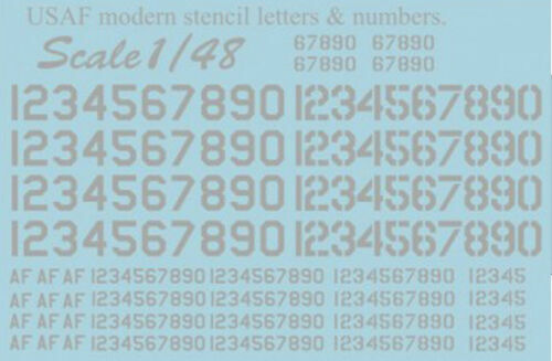 Print Scale 48-004 - 1/48 USAF Modern Stencil Letters & Numbers grey, wet decal - Picture 7 of 12