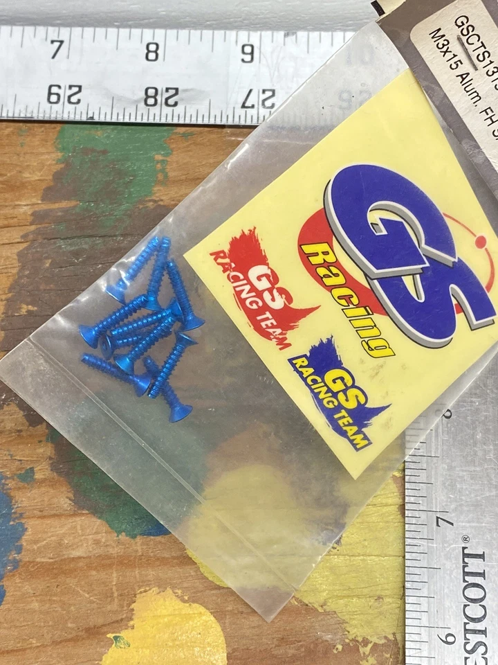 GS Racing GSCTS1315Bl M3x15 Aluminum FH S/T Screws: {Blue 10pc} NIP USA SHIPPED - Image 2 of 4