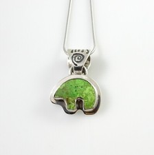 Handmade Sterling Silver One of a Kind Gaspeite Bear Pendant
