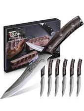 Steak Knives Set of 6, 4.8 Inch High-Carbon Japanese Stainless Steel Non-serr...