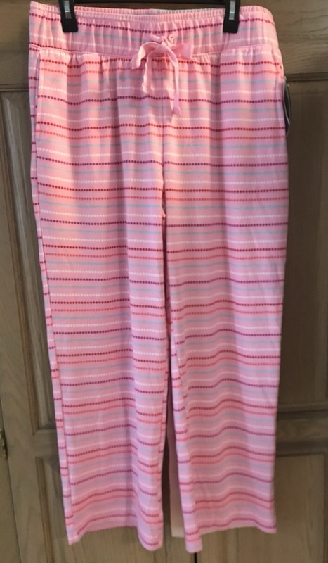 Crown And Ivy Lounge Pants L New Pink With Dot/stripe Pattern 