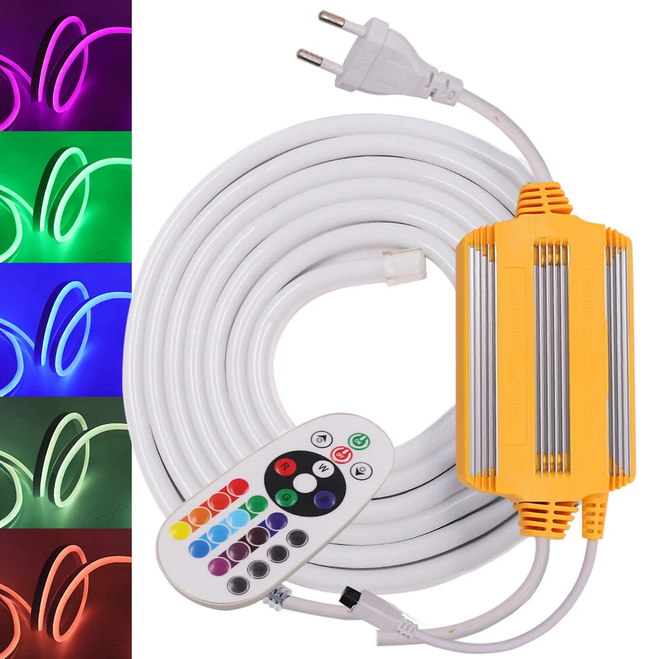 LED Strip 5050 RGB Neon Rope Light Waterproof 220V Flexible Outdoor Lighting New - Image 2 of 4