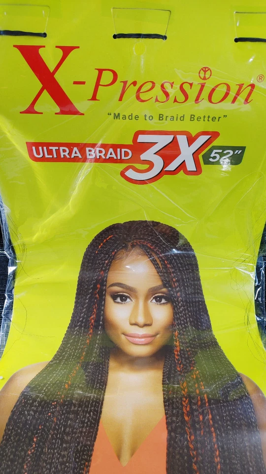 Outre Braids X-Pression Kanekalon Cabello Negro 3X Preestirado Ultra Trenza 52" Foto 2 de 4