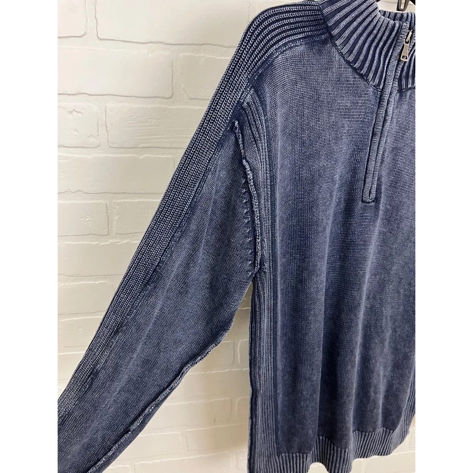 Suéter Pullover BKE Calce Atlético Para Hombres Azul Burnout 1/4 Cremallera Talla Mediana Foto 2 de 4