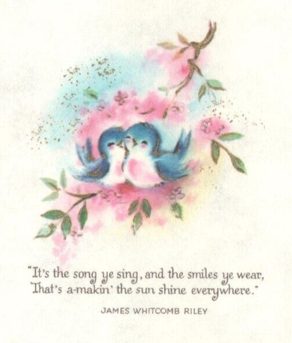 Vntg UnUsed GET WELL Card & Env Little Girl & Blue Birds PLEASE Hurry & Get Well - Picture 4 of 6