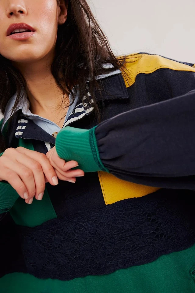 Пуловер поло Free People We The Free American Dream топ в полоску хлопок S 275928 - Изображение 3 из 4