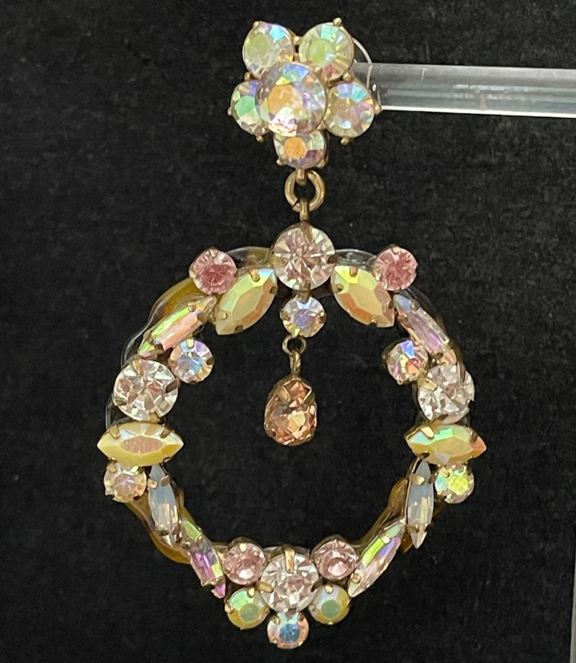 Pendientes J Crew Cristal Brulee Pastel Aro Cuelga AB Flor Tortuga Espalda De Colección Foto 4 de 4