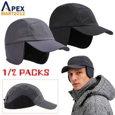 1/2pc Warm Winter Hat with Ear Flaps Fleece Lined Thermal Baseball Cap Men Women