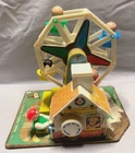 VTG Fisher Price Little People 1964 Ferris Wheel w/ 3 Wooden People + Dog  Works