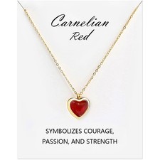 Red Heart Carnelian Necklace for Women, Stone Carnelian gold 