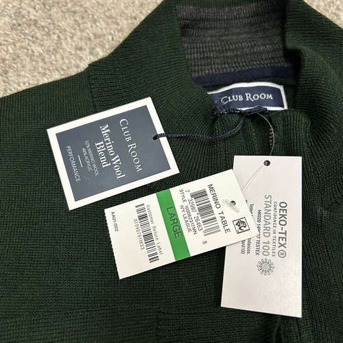 Club Room Merinowollmischung 1/4 Pullover Herren Large Grün Viertelreißverschluss Neu - Bild 7 von 10