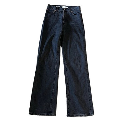 MNG Mango Kaia Straight Leg Black Jeans Button Fly Women s Size 4