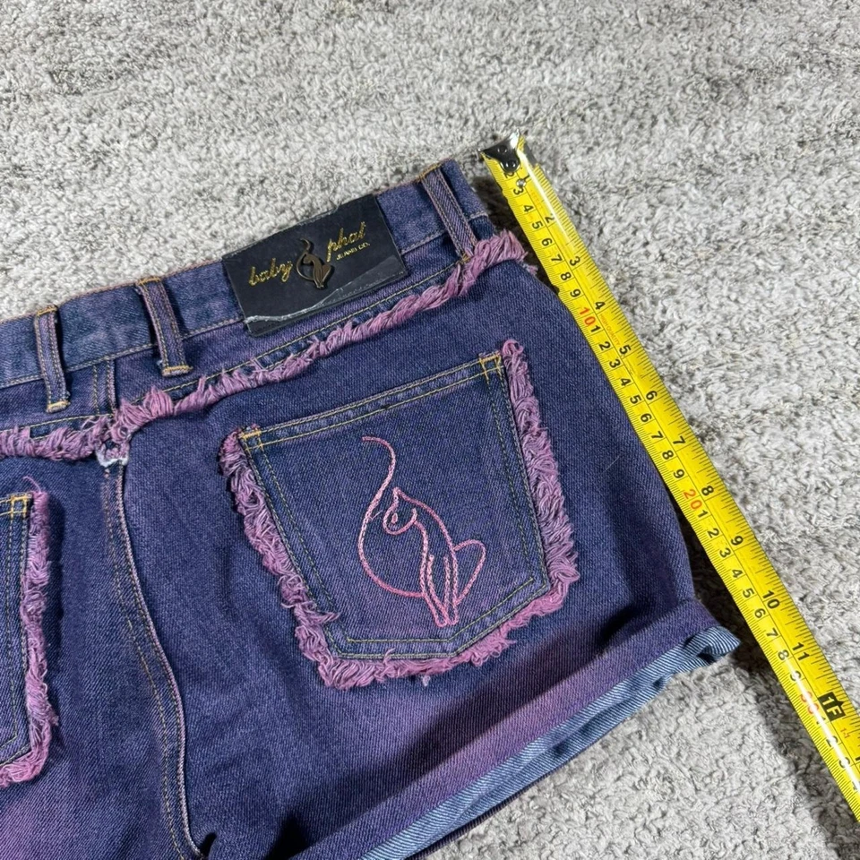 Y2K 2000’s Baby Phat Embroidered Fringe Grunge Punk Skater Short Denim Shorts - Image 3 of 4