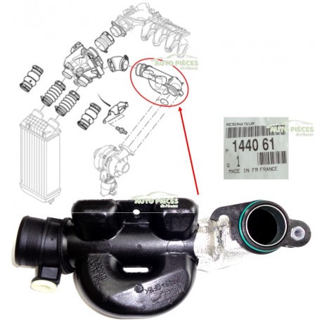 Tubulure résonateur d'air stop voyant moteur Peugeot 307 1.6 HDi réparation admission 144061