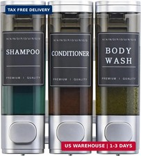 Shampoo and Conditioner Dispenser,Shower Soap Dispenser 3 Chamber No Drill Wall-