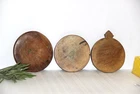 Antique Wooden Chapati Bread Rolling Plate Original Old Hand Carved